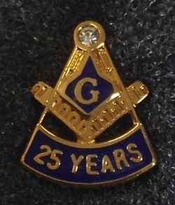 25 Year Blue Lodge w/Rhinestone-Lapel Pin