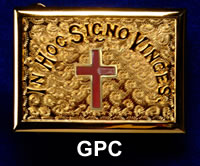 Gold Belt Buckle - Red Passion Cross