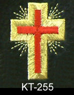 Machine Embroidered Gold Passion Cross with Rays