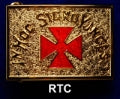 Gold Belt Buckle - Red Templar Cross